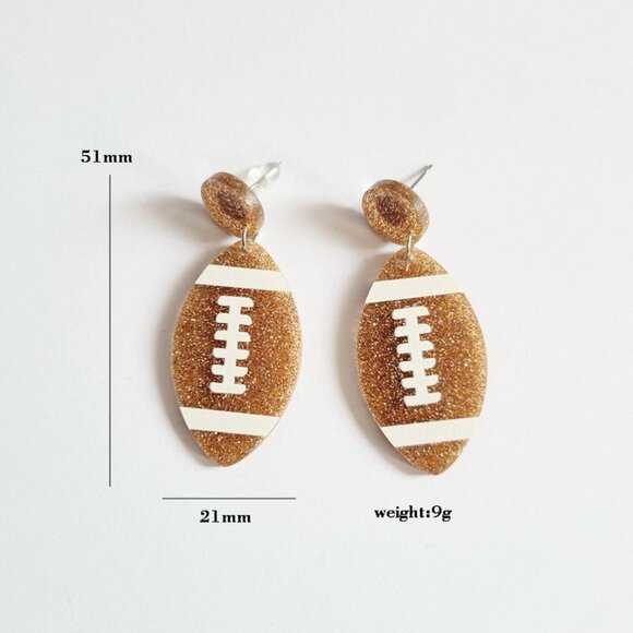 Football Design Earrings - Picture 2 of 2